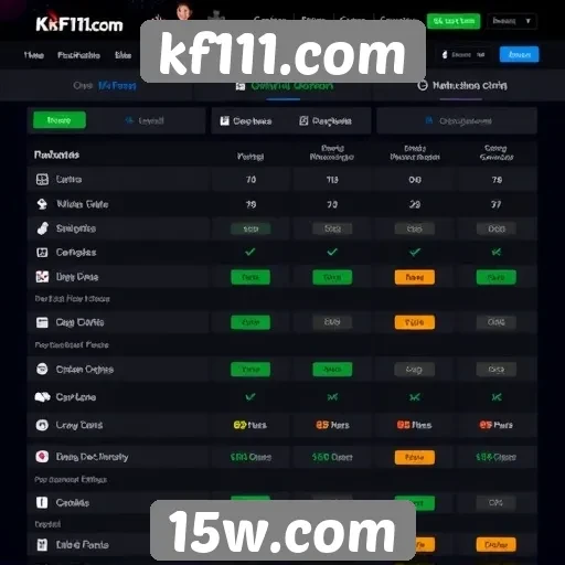 Comparativo entre kf111.com e outros sites de jogos